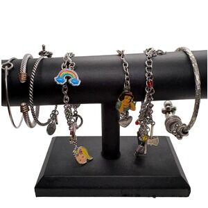 Mixed Bracelet Lot 7pc Disney Snow White JoJo Siwa Charm Bangle Cuff Silver